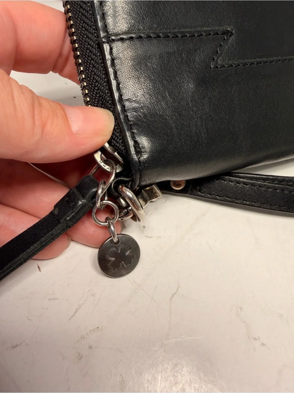 Lucky Brand Genuine Leather Black Zip-Around Wristlet Wallet
